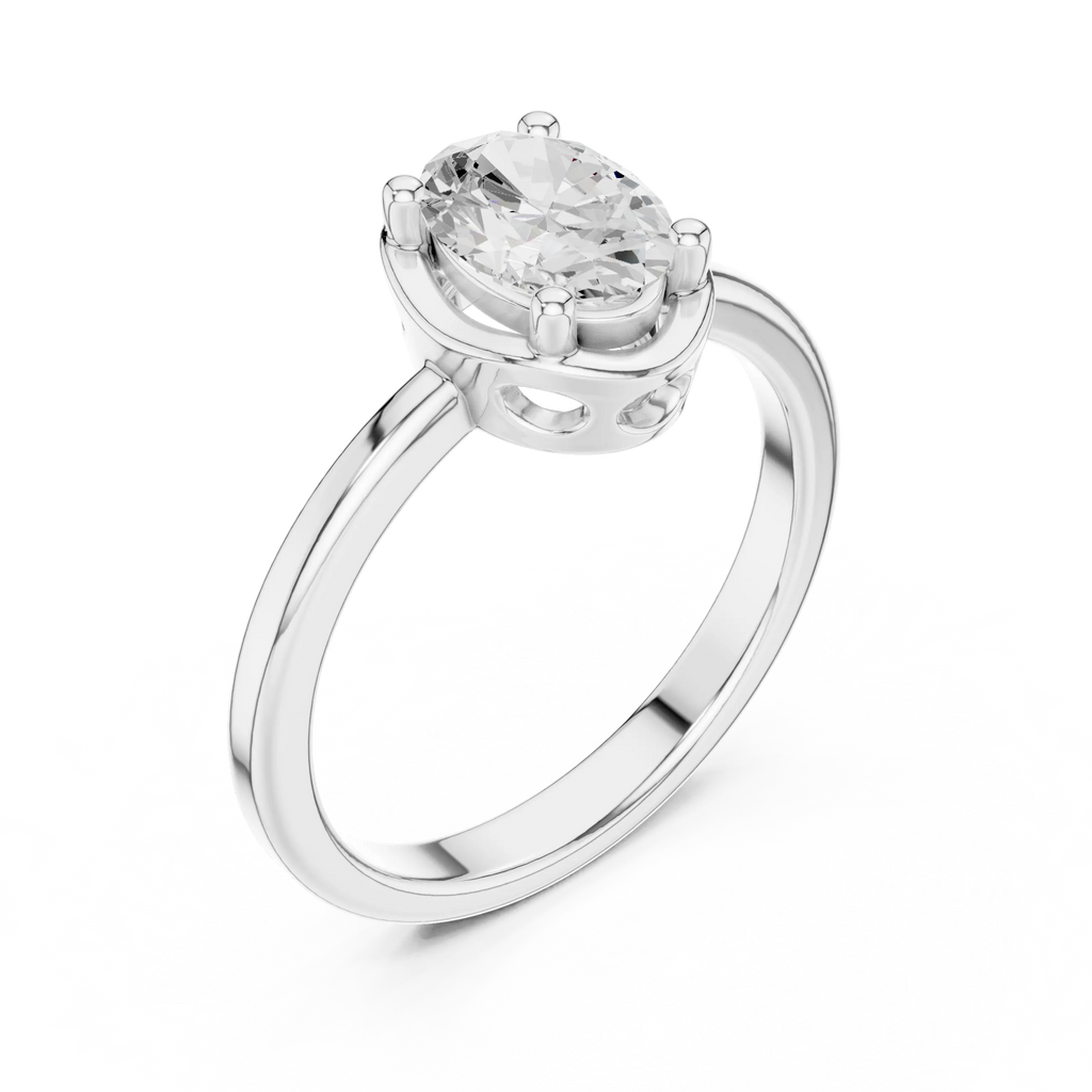 10K Rose Gold Oval-Cut Architectural Scalloped Moissanite Diamond Ring