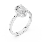 10K Rose Gold Oval-Cut Architectural Scalloped Moissanite Diamond Ring