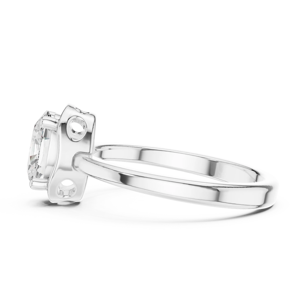 10K Rose Gold Oval-Cut Architectural Scalloped Moissanite Diamond Ring