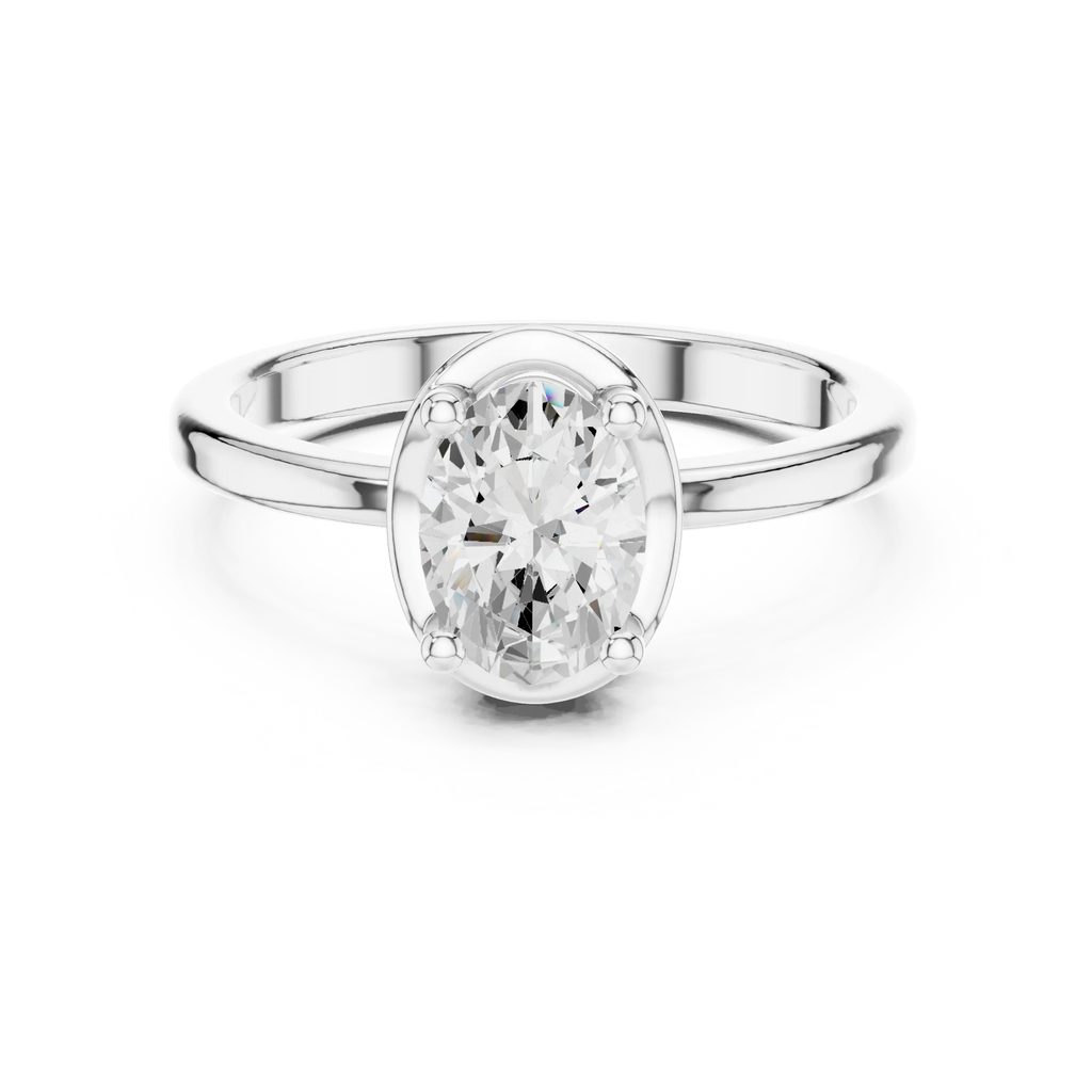 10K Rose Gold Oval-Cut Architectural Scalloped Moissanite Diamond Ring