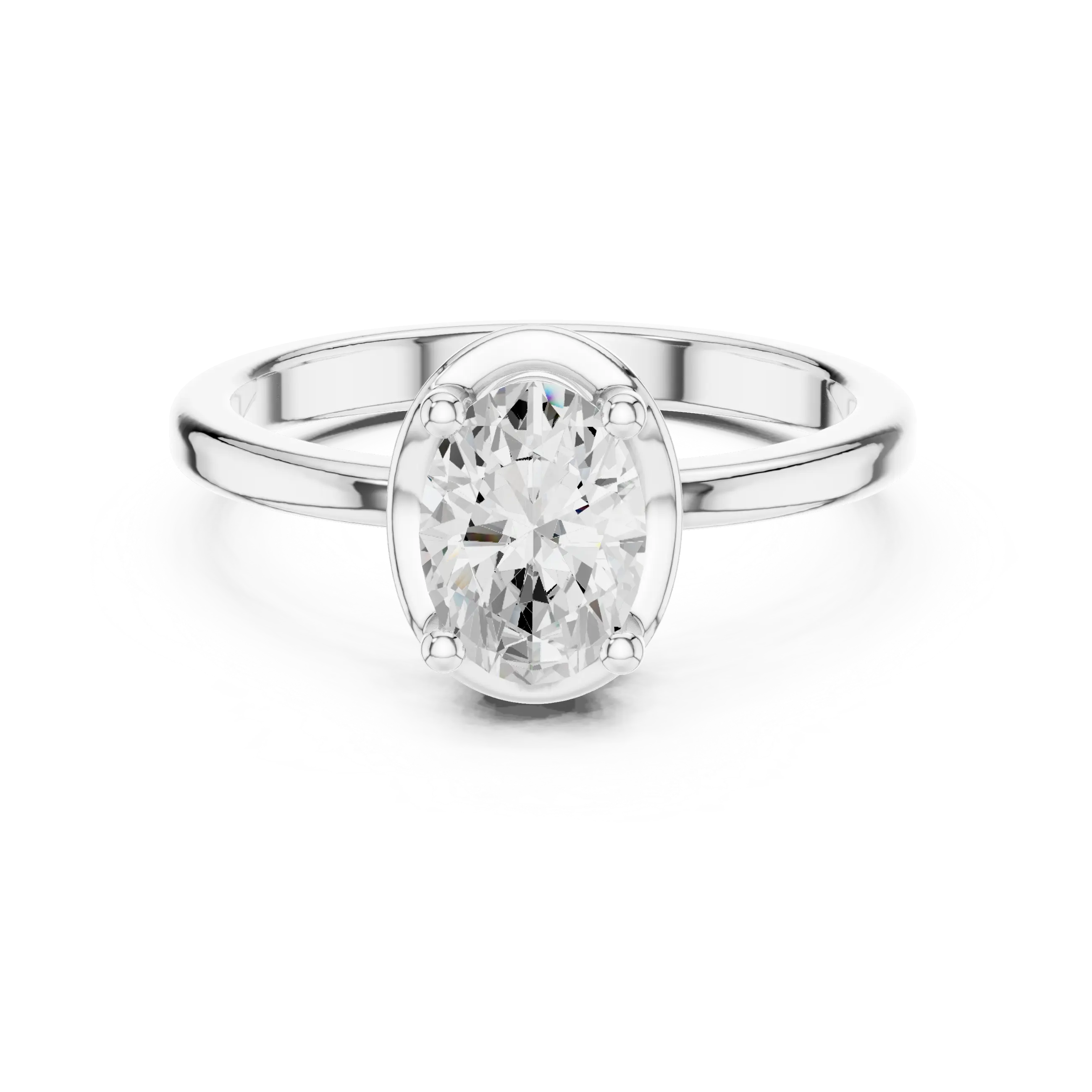 10K Rose Gold Oval-Cut Architectural Scalloped Moissanite Diamond Ring
