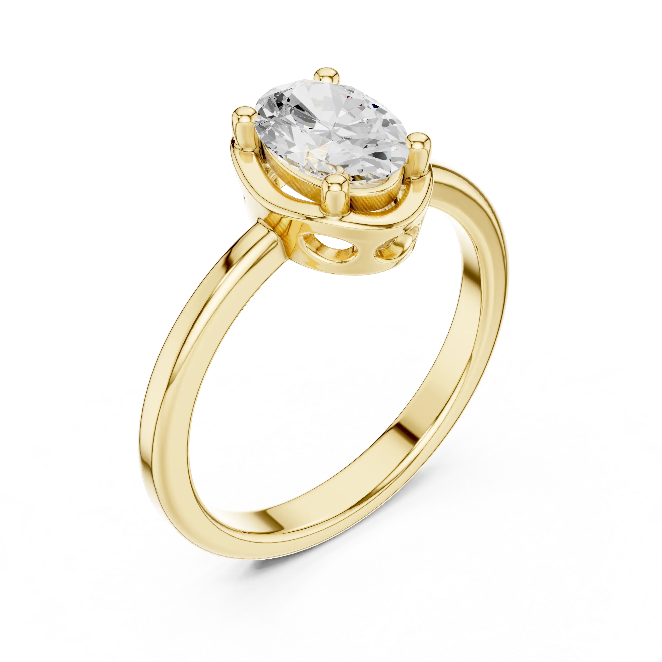 10K Rose Gold Oval-Cut Architectural Scalloped Moissanite Diamond Ring