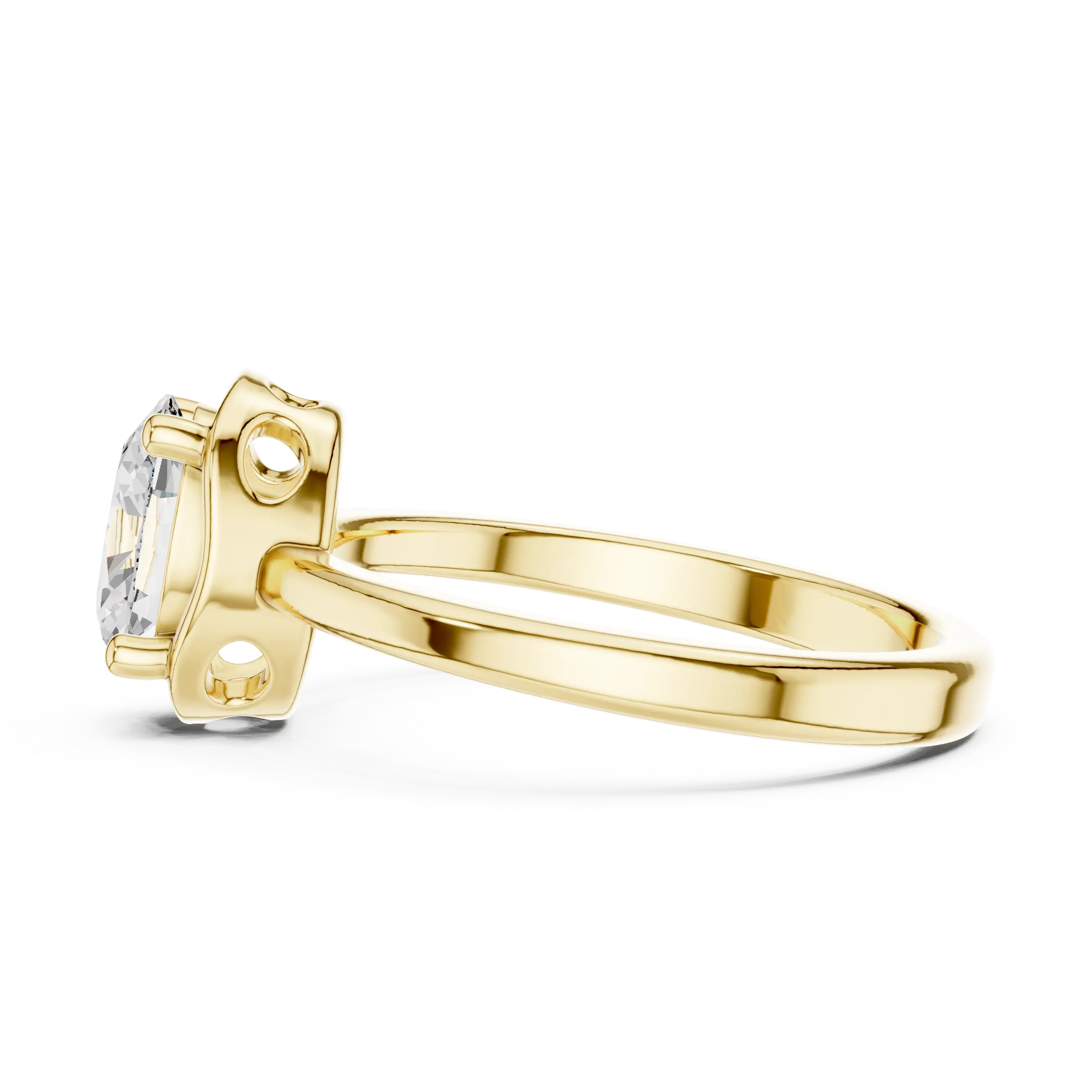 10K Rose Gold Oval-Cut Architectural Scalloped Moissanite Diamond Ring