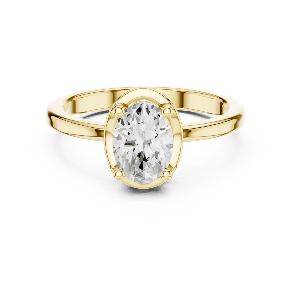10K Rose Gold Oval-Cut Architectural Scalloped Moissanite Diamond Ring