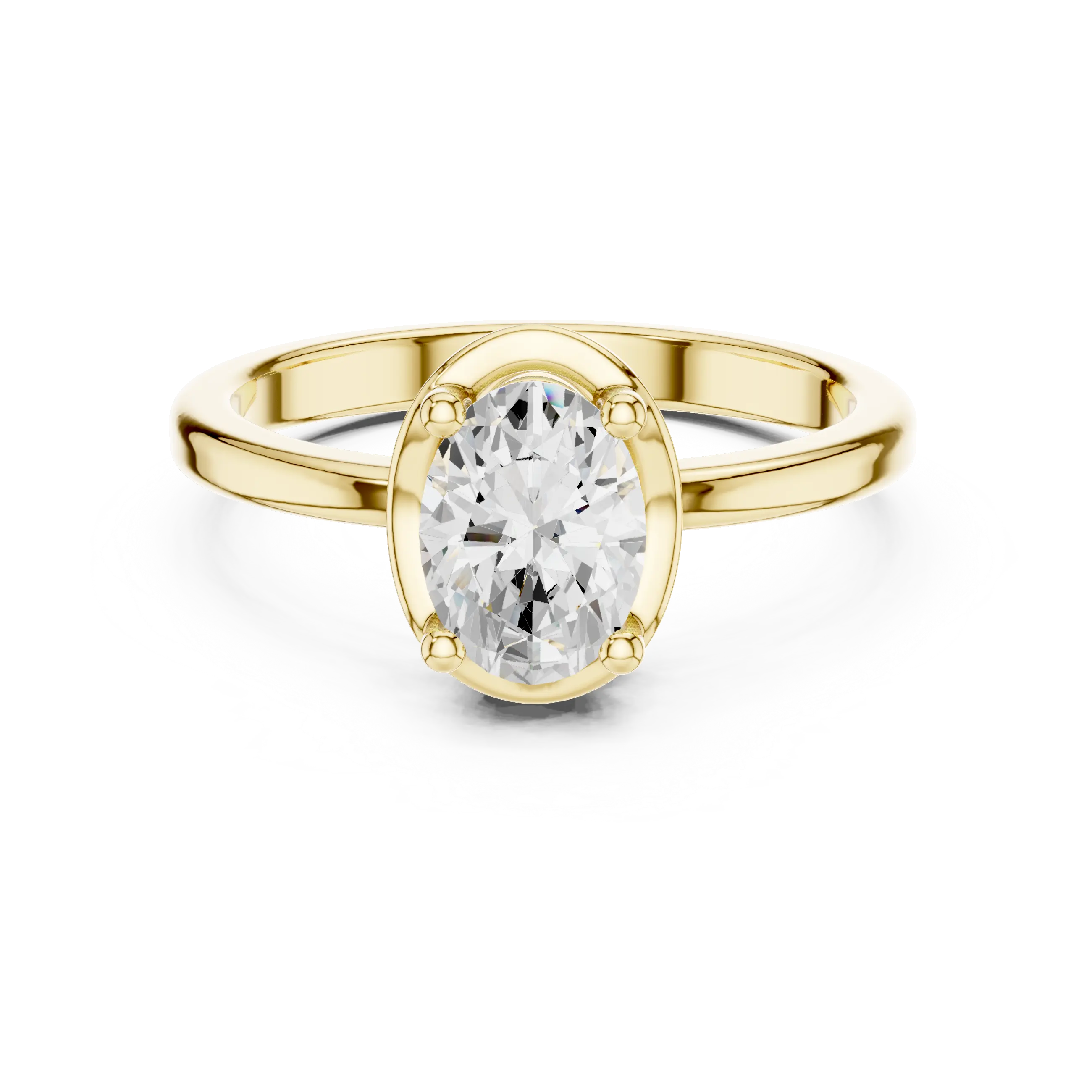 10K Rose Gold Oval-Cut Architectural Scalloped Moissanite Diamond Ring