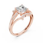 18K White Gold Square Emerald-Cut Diamond Engagement Ring