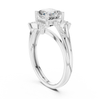 18K White Gold Square Emerald-Cut Diamond Engagement Ring