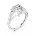 18K White Gold Square Emerald-Cut Diamond Engagement Ring