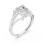 18K White Gold Square Emerald-Cut Diamond Engagement Ring