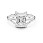 18K White Gold Square Emerald-Cut Diamond Engagement Ring