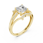 18K White Gold Square Emerald-Cut Diamond Engagement Ring