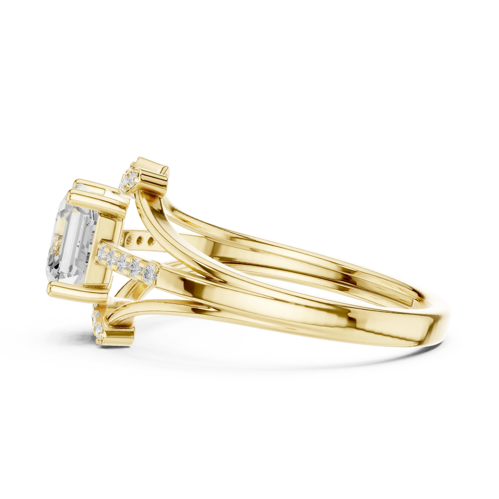 18K White Gold Square Emerald-Cut Diamond Engagement Ring