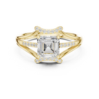 18K White Gold Square Emerald-Cut Diamond Engagement Ring