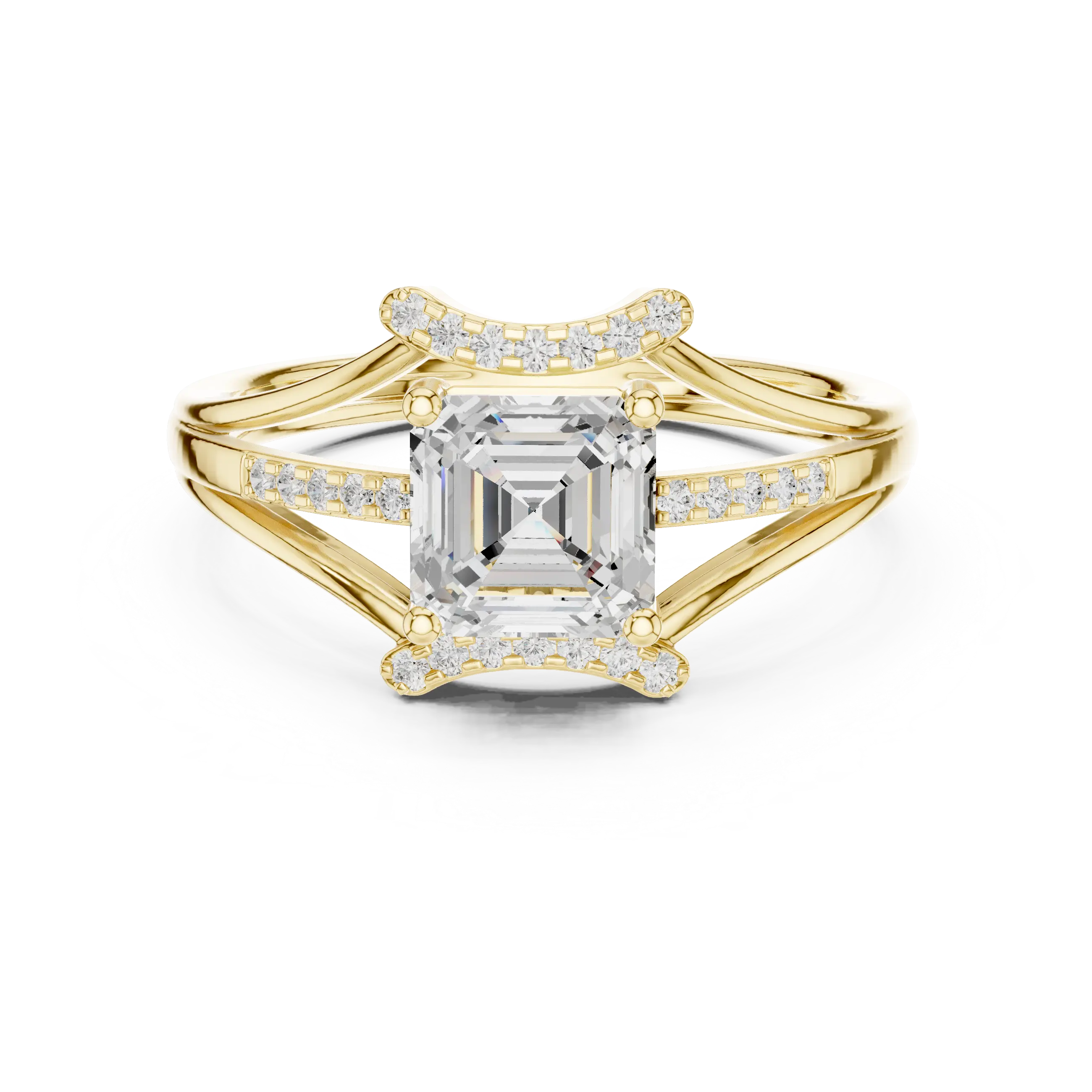 18K White Gold Square Emerald-Cut Diamond Engagement Ring