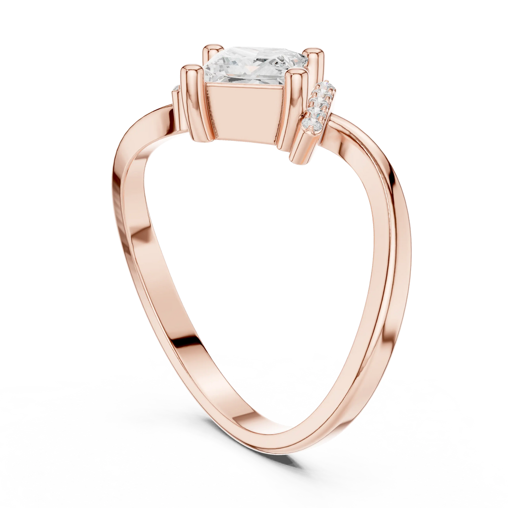 14K Yellow Gold Kite-Set Princess-Cut Diamond Engagement Ring
