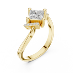 14K Yellow Gold Kite-Set Princess-Cut Diamond Engagement Ring