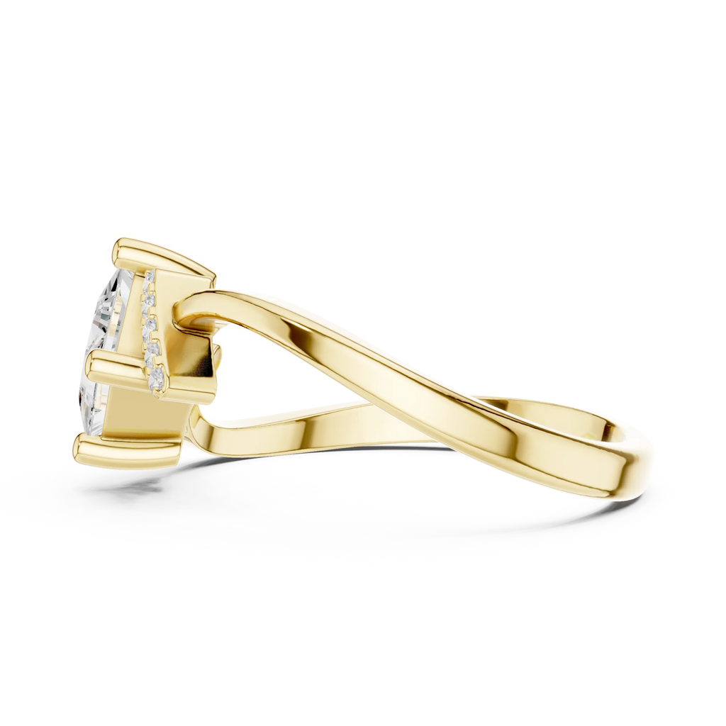 14K Yellow Gold Kite-Set Princess-Cut Diamond Engagement Ring