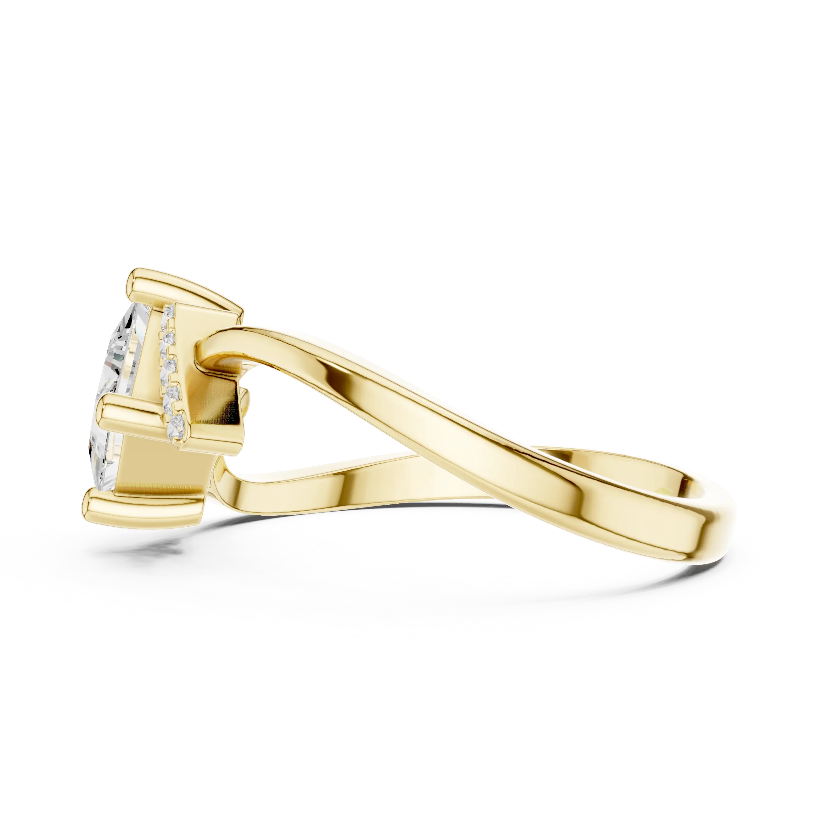 14K Yellow Gold Kite-Set Princess-Cut Diamond Engagement Ring