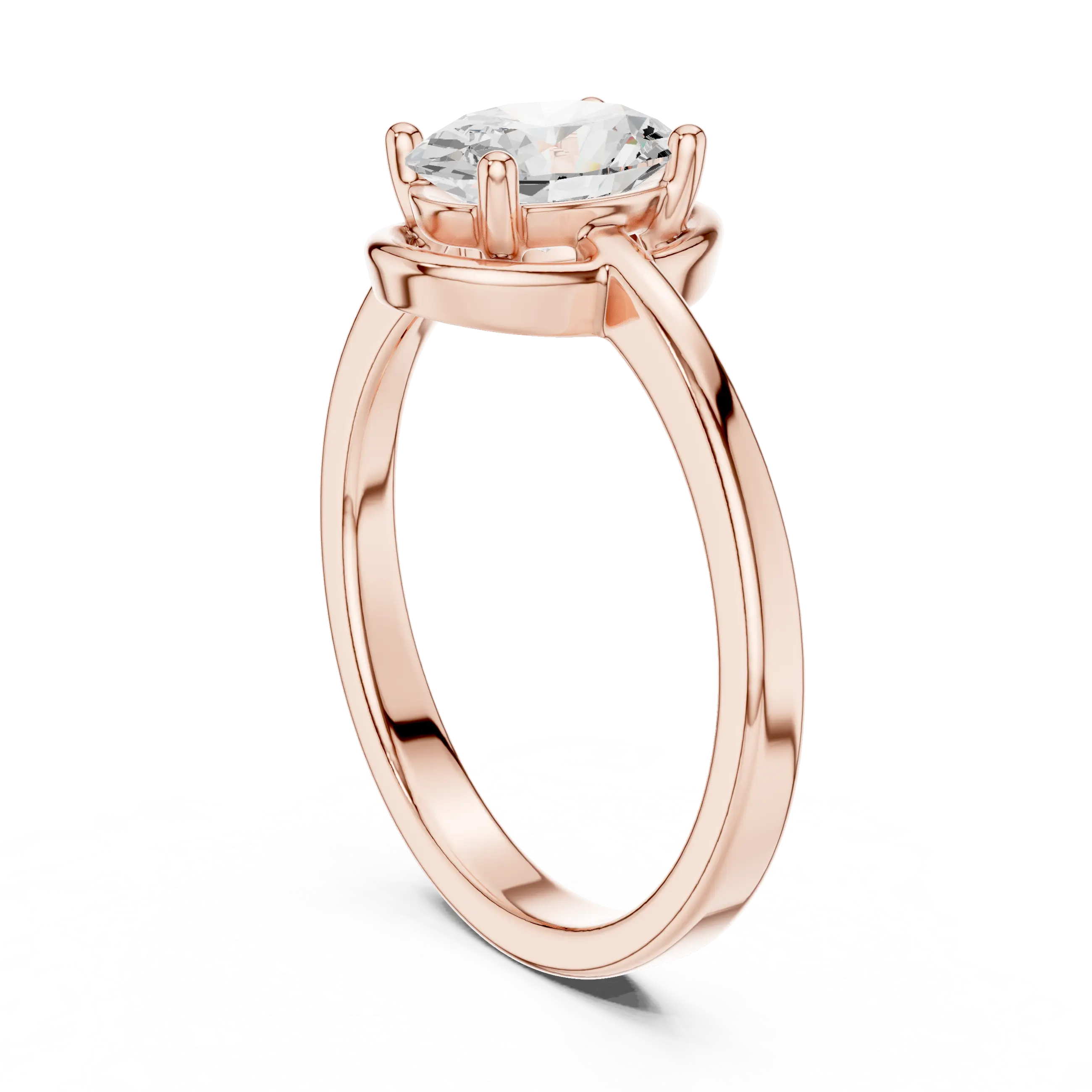 10K White Gold Oval-Cut Minimalist Solitaire Diamond Engagement Ring