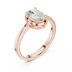 10K White Gold Oval-Cut Minimalist Solitaire Diamond Engagement Ring