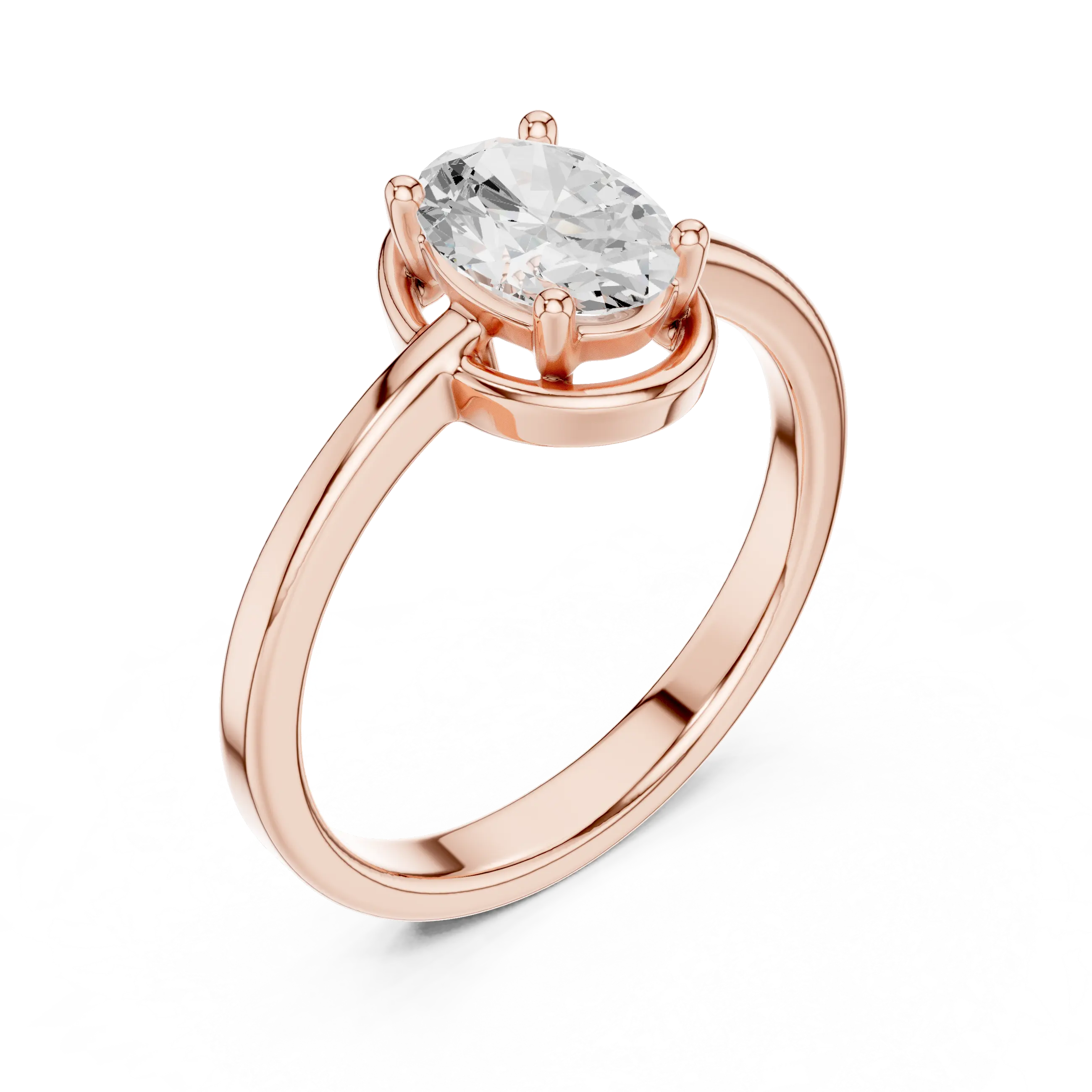 10K White Gold Oval-Cut Minimalist Solitaire Diamond Engagement Ring