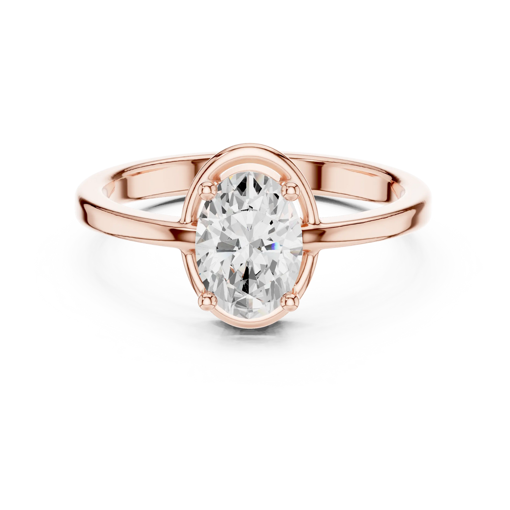 10K White Gold Oval-Cut Minimalist Solitaire Diamond Engagement Ring