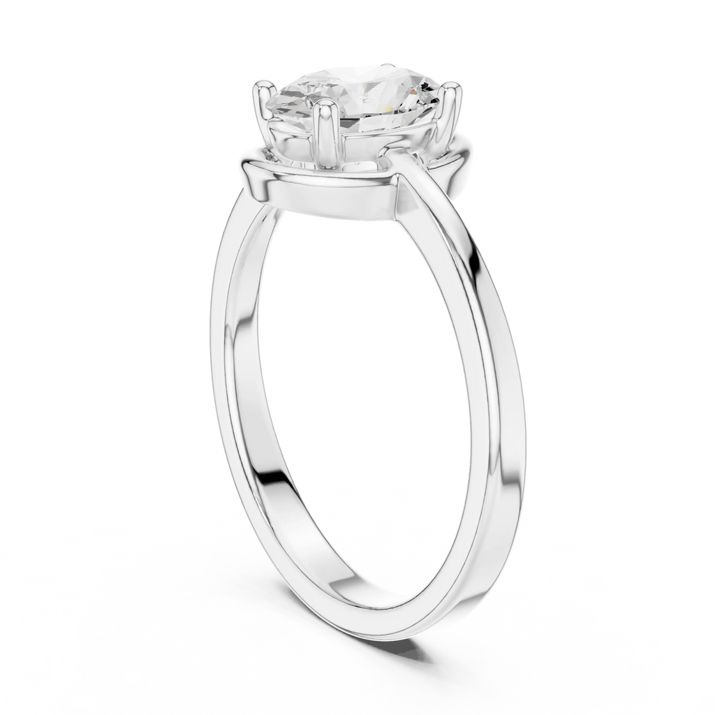10K White Gold Oval-Cut Minimalist Solitaire Diamond Engagement Ring