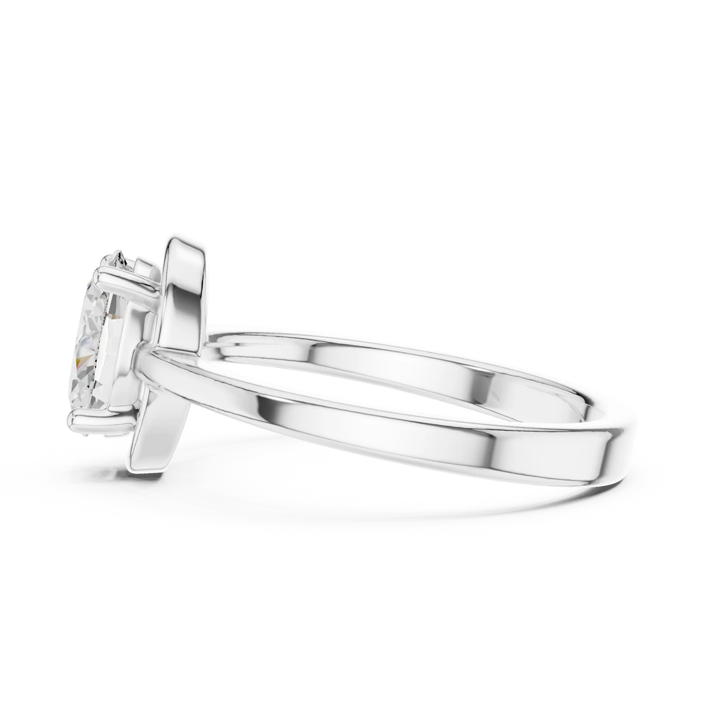 10K White Gold Oval-Cut Minimalist Solitaire Diamond Engagement Ring