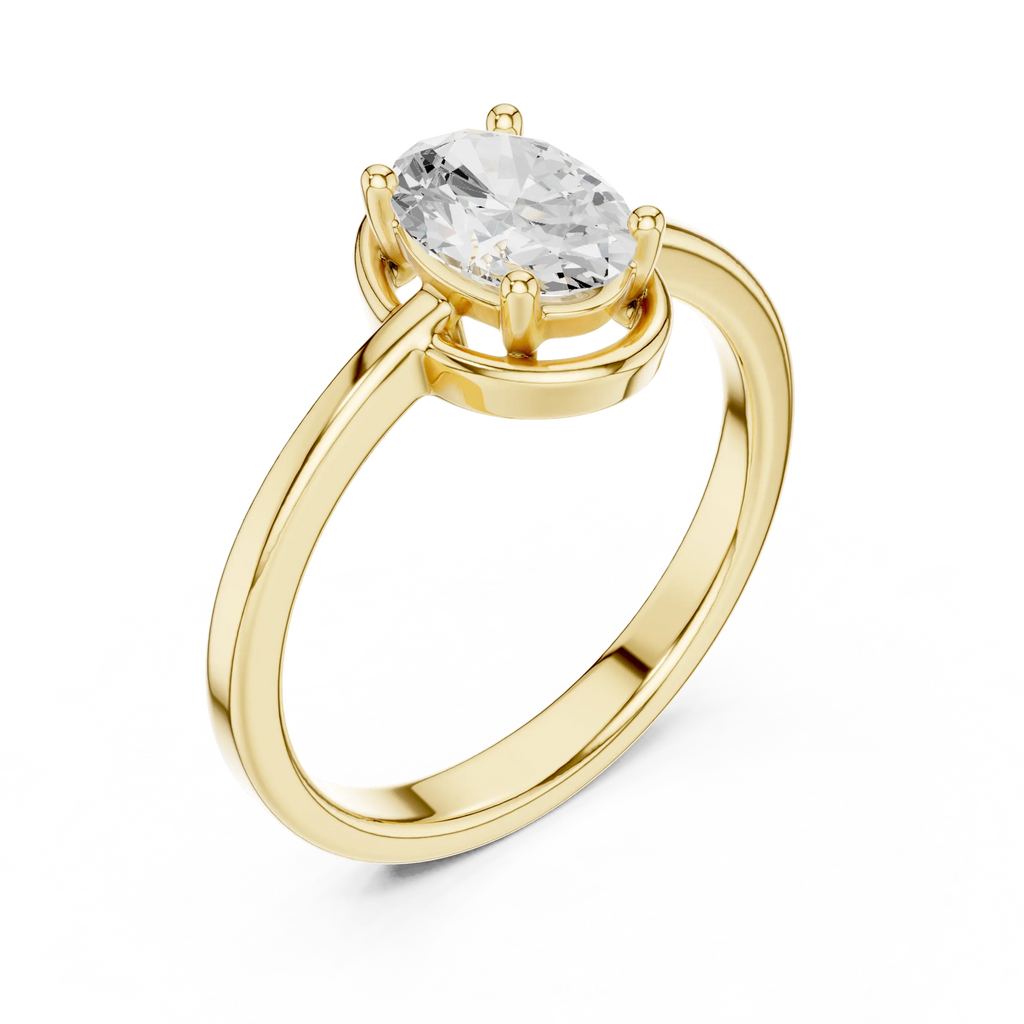 10K White Gold Oval-Cut Minimalist Solitaire Diamond Engagement Ring