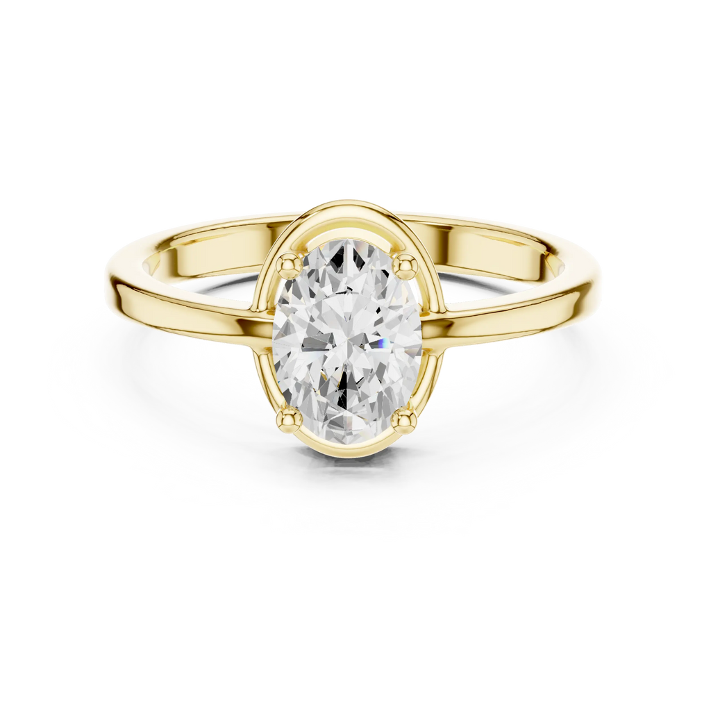 10K White Gold Oval-Cut Minimalist Solitaire Diamond Engagement Ring