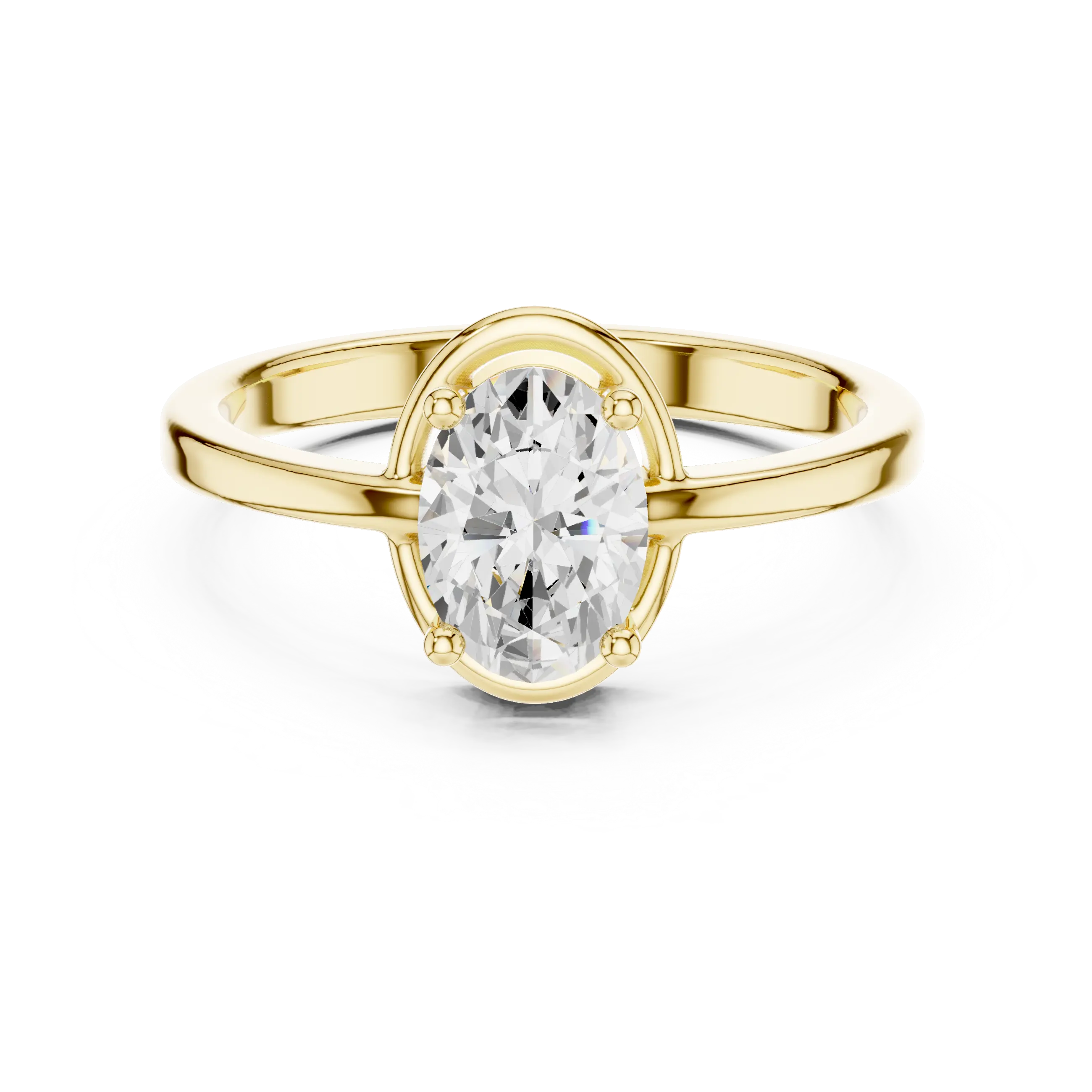 10K White Gold Oval-Cut Minimalist Solitaire Diamond Engagement Ring