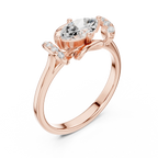 14K White Gold Marquise-Cut Diamond Engagement Winged Pavé Ring