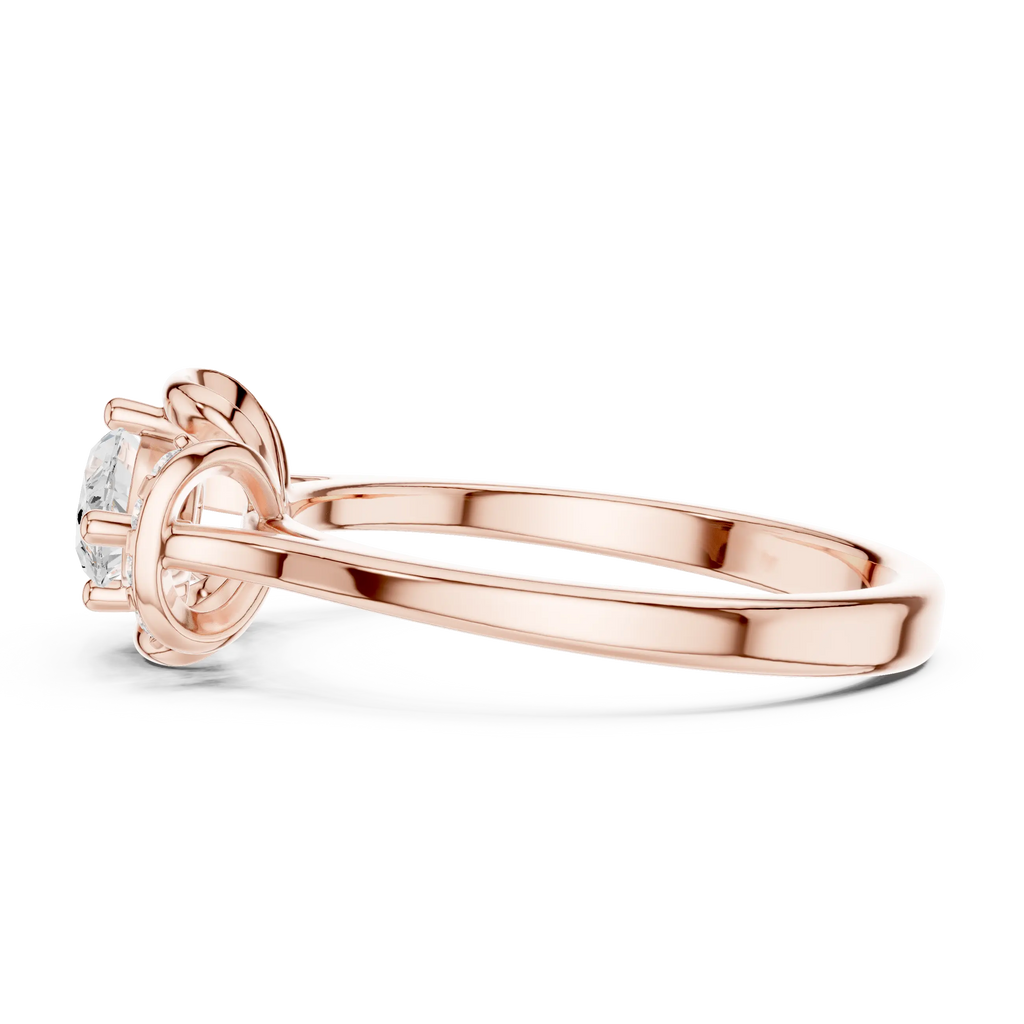 14K White Gold Marquise-Cut Diamond Engagement Winged Pavé Ring