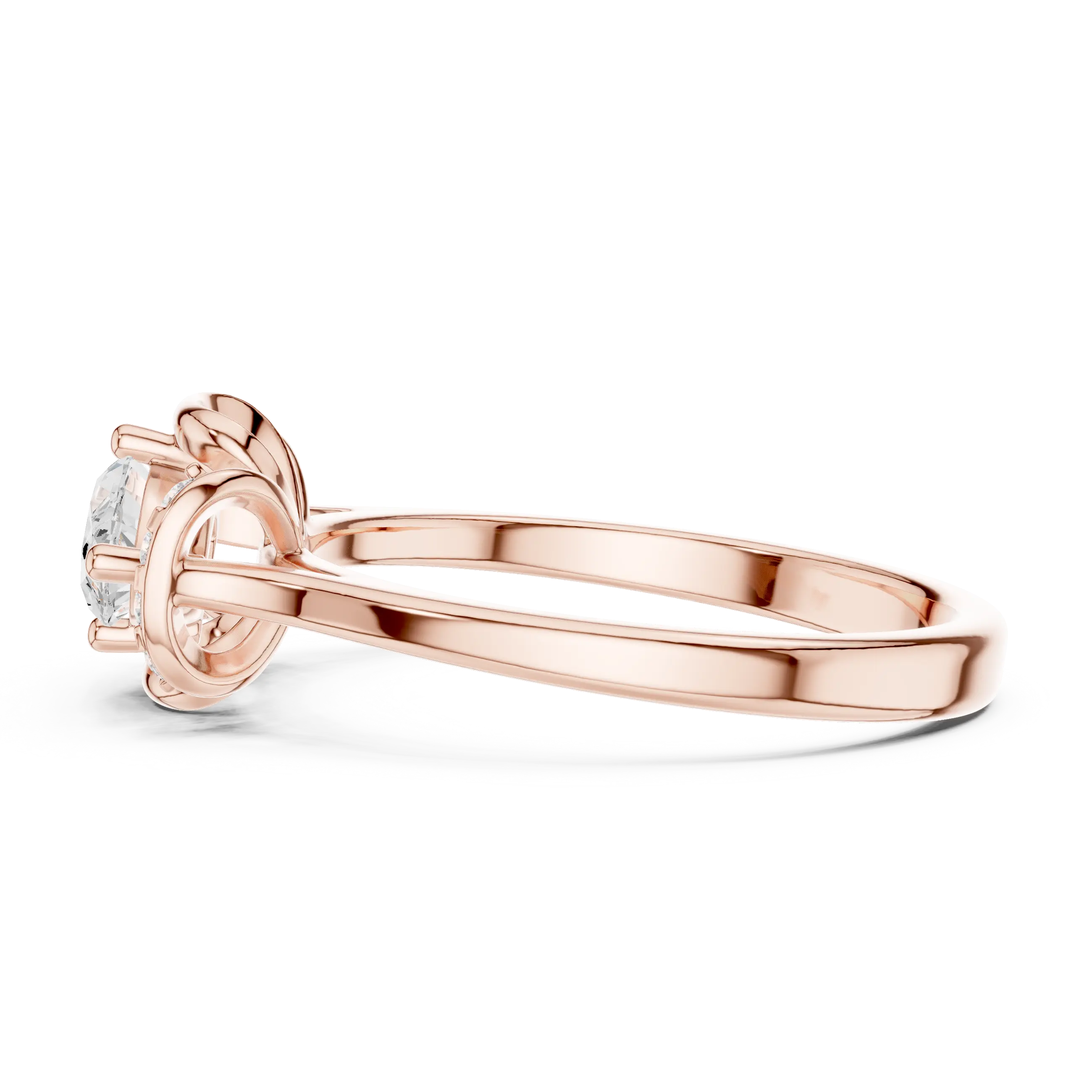 14K White Gold Marquise-Cut Diamond Engagement Winged Pavé Ring