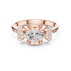 14K White Gold Marquise-Cut Diamond Engagement Winged Pavé Ring