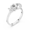 14K White Gold Marquise-Cut Diamond Engagement Winged Pavé Ring