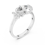 14K White Gold Marquise-Cut Diamond Engagement Winged Pavé Ring