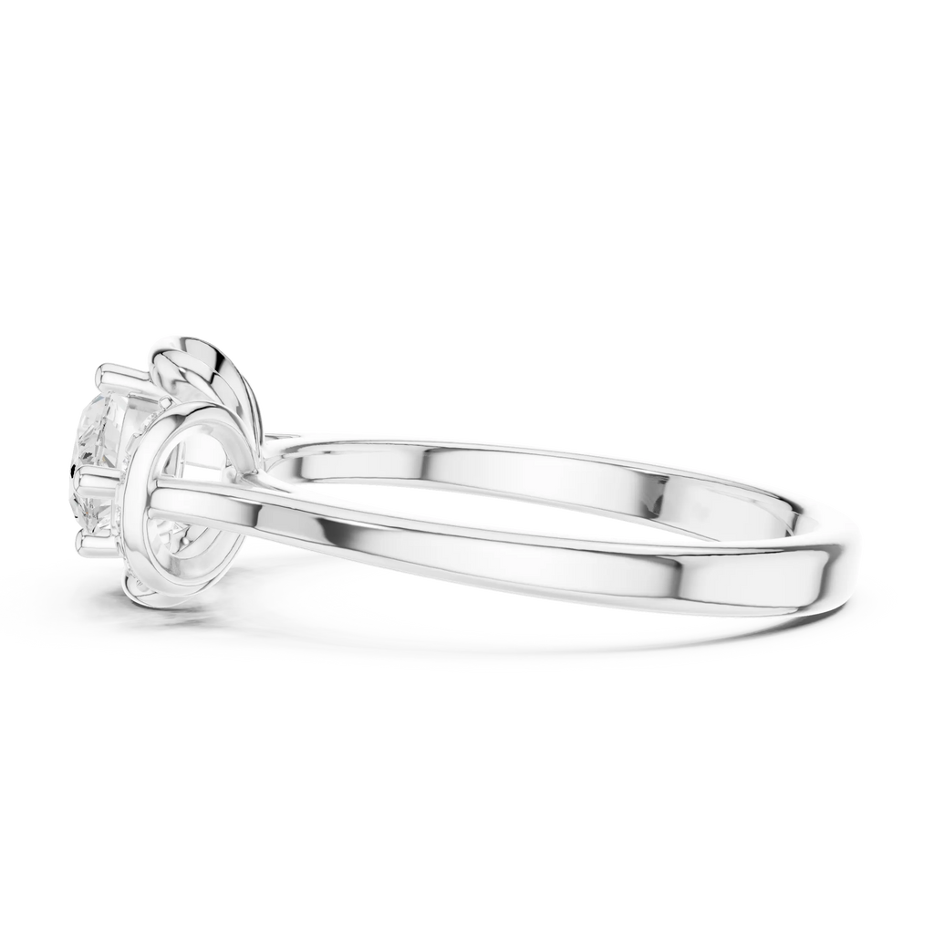 14K White Gold Marquise-Cut Diamond Engagement Winged Pavé Ring