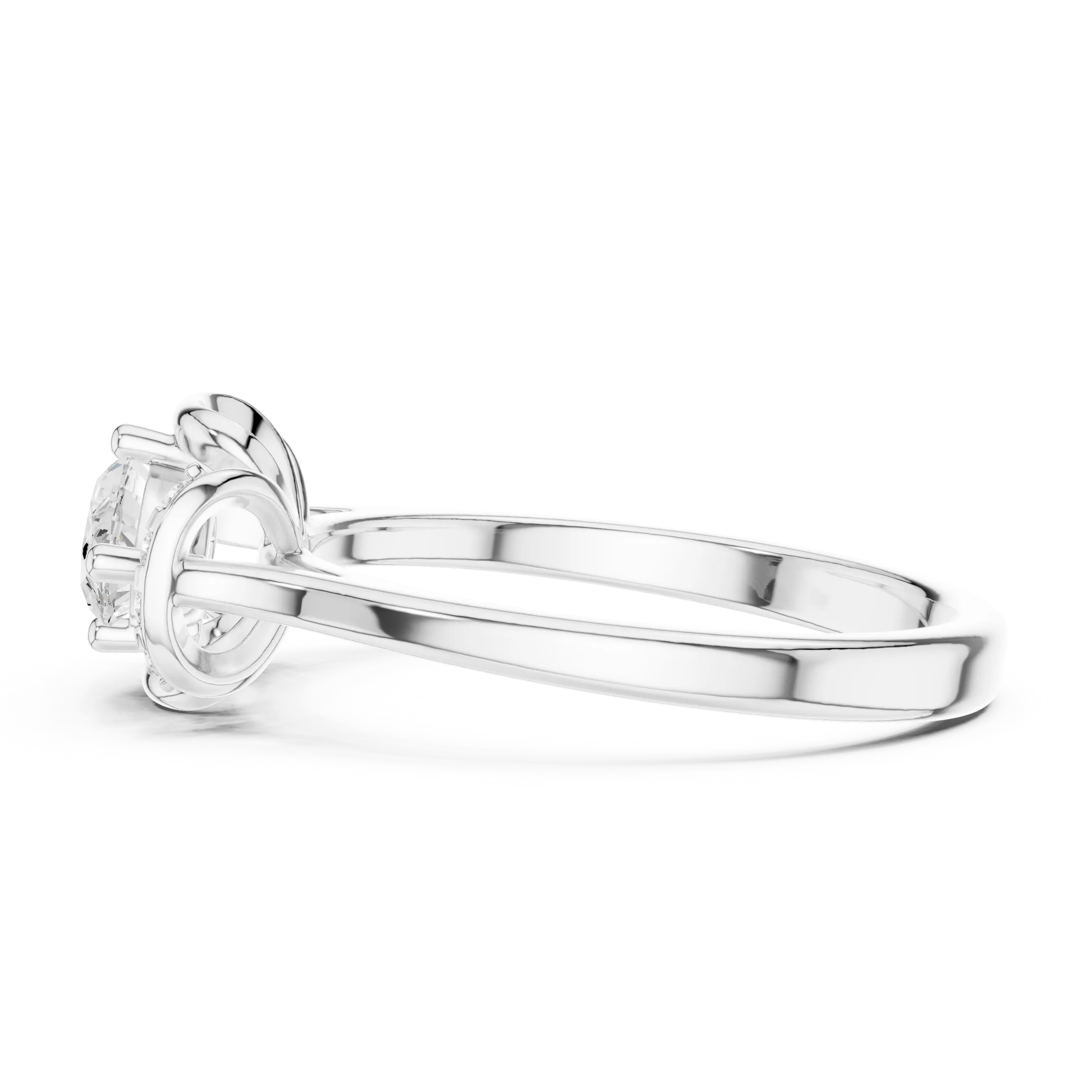 14K White Gold Marquise-Cut Diamond Engagement Winged Pavé Ring