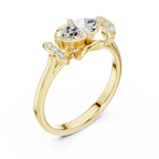 14K White Gold Marquise-Cut Diamond Engagement Winged Pavé Ring