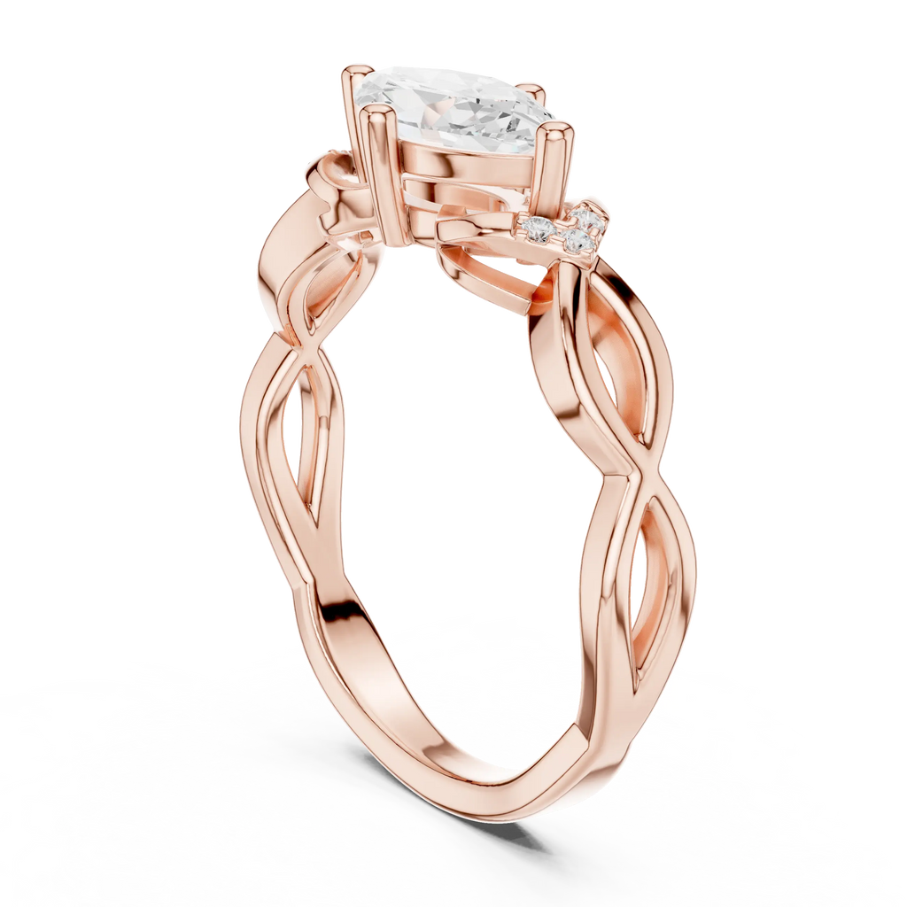 10K Yellow Gold Marquise-Cut Diamond Engagement Infinity Vine Ring