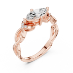 10K Yellow Gold Marquise-Cut Diamond Engagement Infinity Vine Ring
