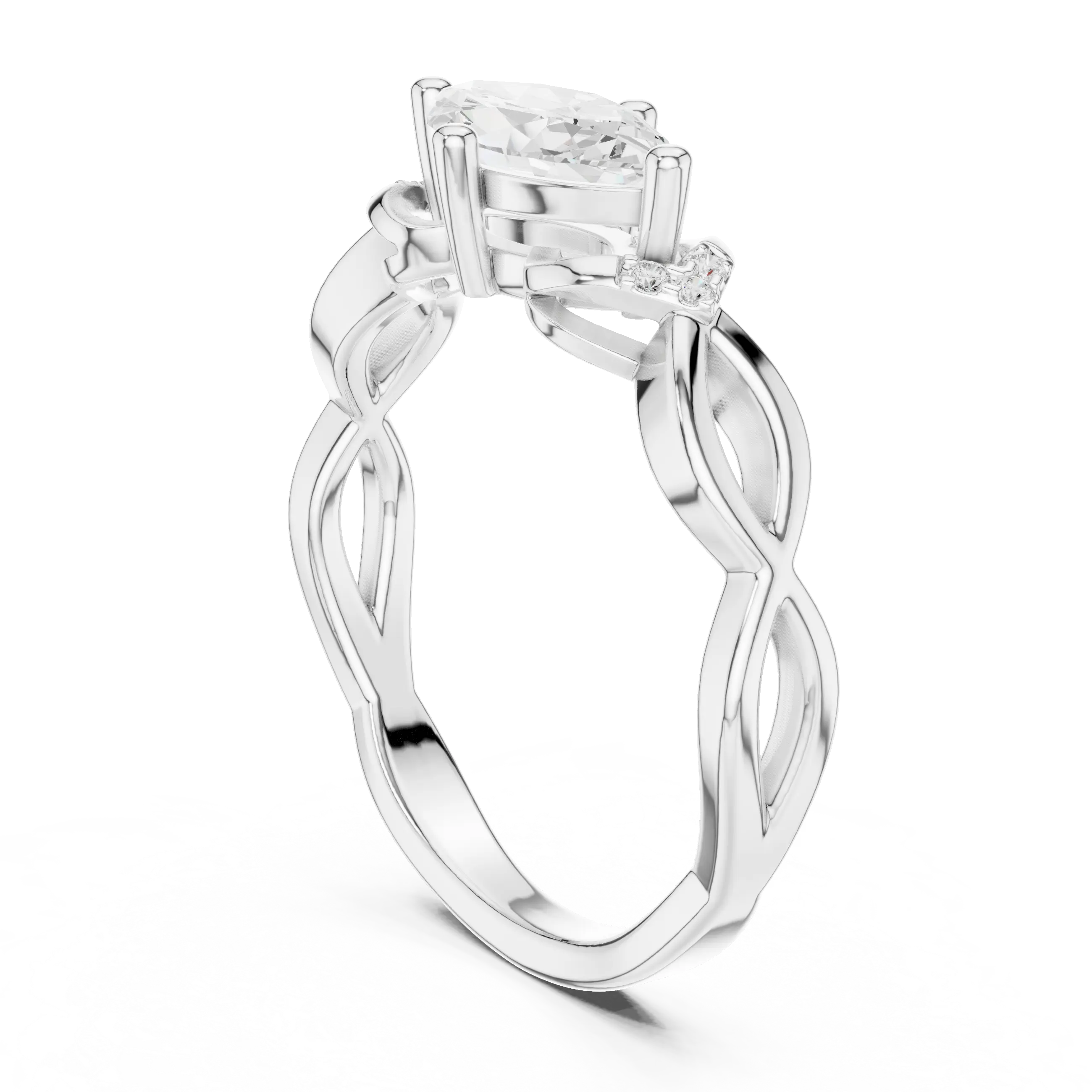 10K Yellow Gold Marquise-Cut Diamond Engagement Infinity Vine Ring