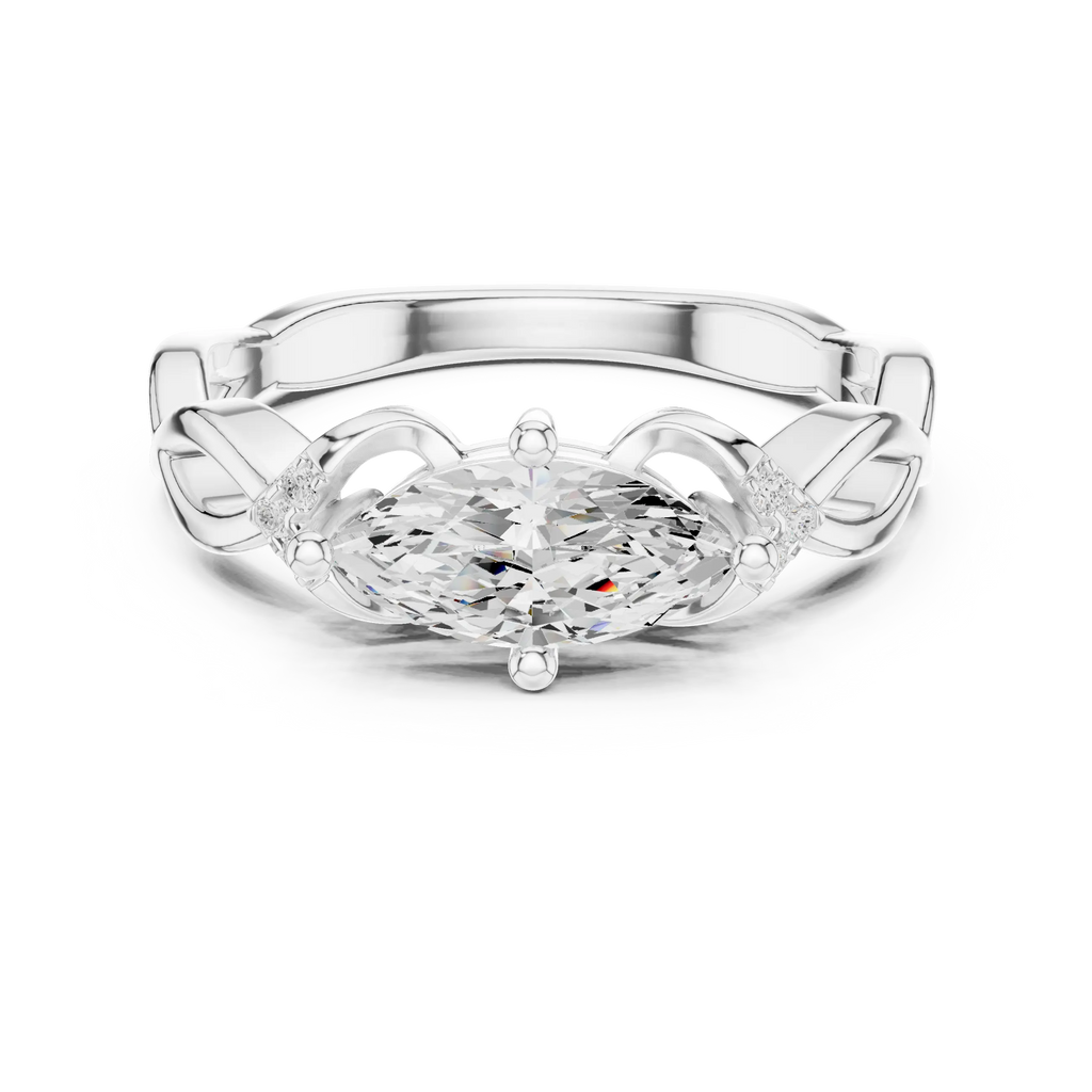 10K Yellow Gold Marquise-Cut Diamond Engagement Infinity Vine Ring