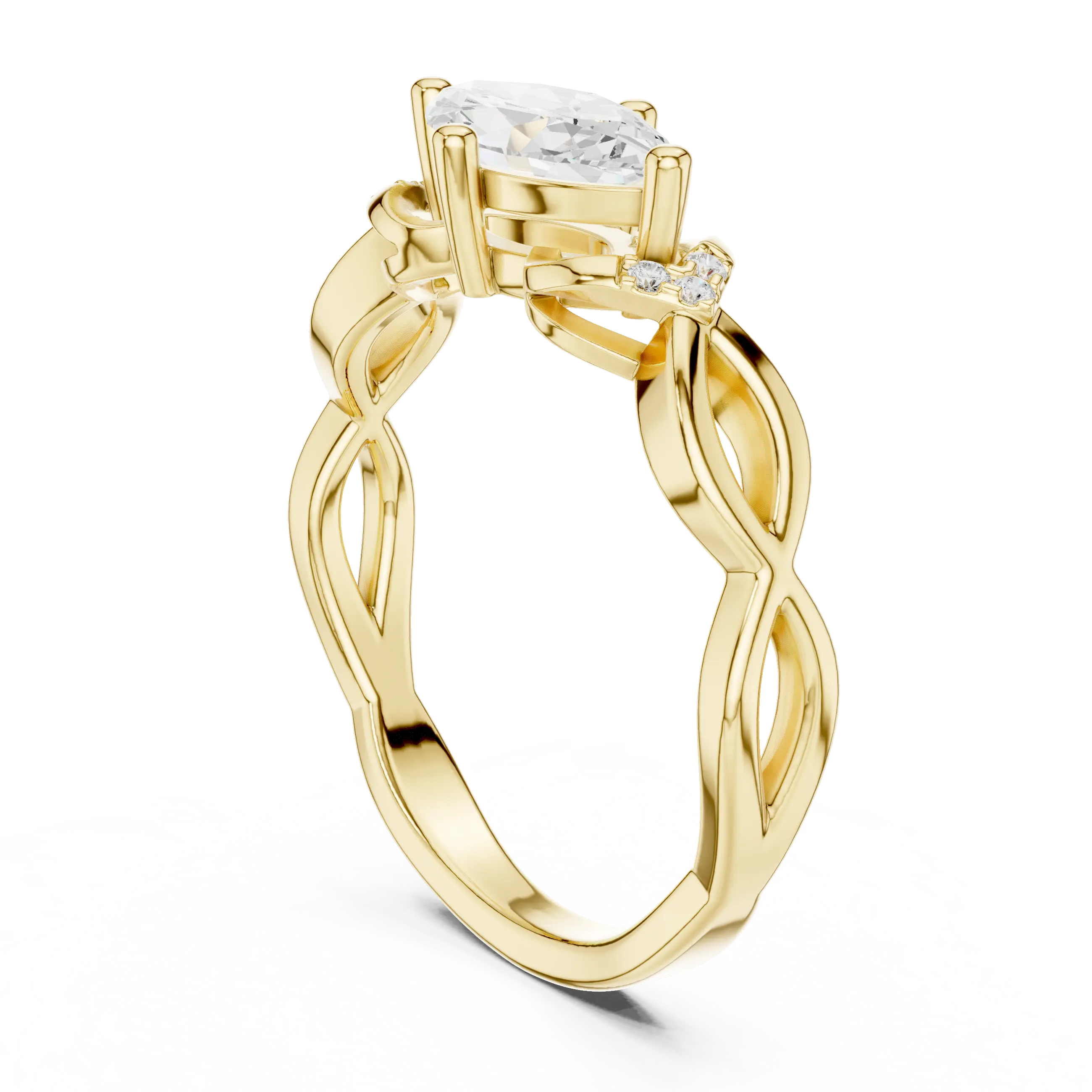10K Yellow Gold Marquise-Cut Diamond Engagement Infinity Vine Ring