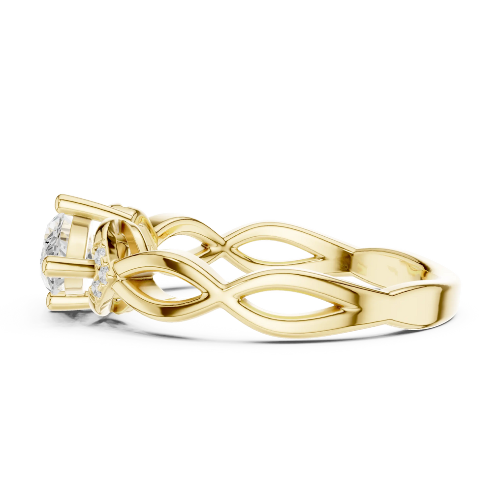 10K Yellow Gold Marquise-Cut Diamond Engagement Infinity Vine Ring