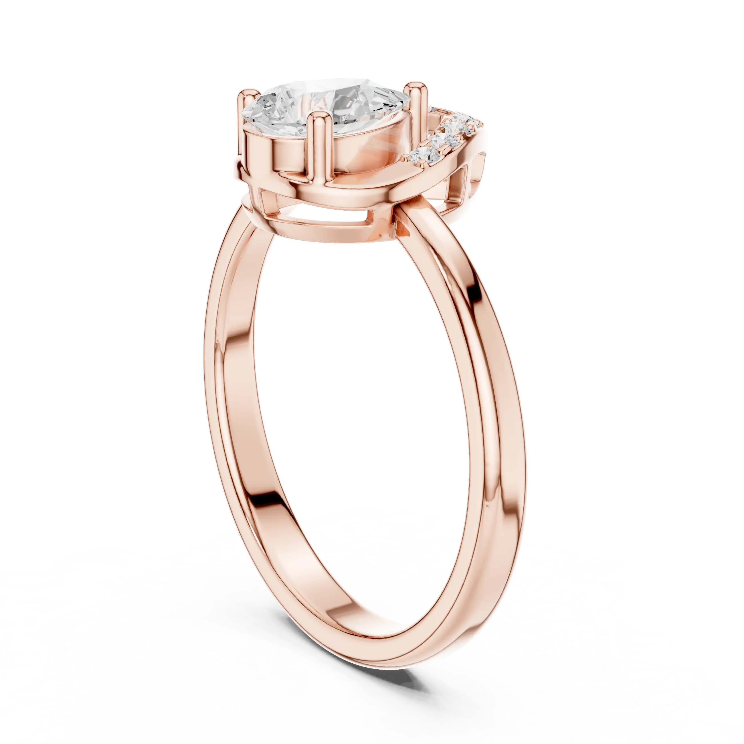 14K White Gold Pear-Cut Open-Halo Solitaire Diamond Engagement Ring