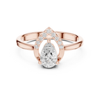 14K White Gold Pear-Cut Open-Halo Solitaire Diamond Engagement Ring