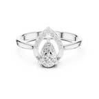14K White Gold Pear-Cut Open-Halo Solitaire Diamond Engagement Ring