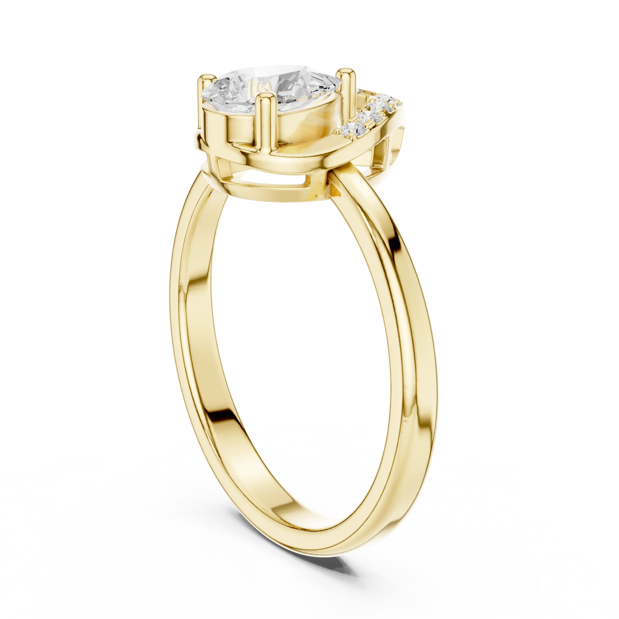 14K White Gold Pear-Cut Open-Halo Solitaire Diamond Engagement Ring